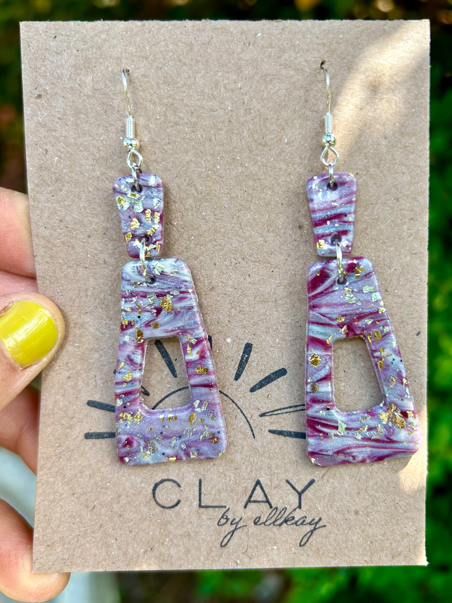 R2 RUBY Fleck Asymmetrical Rectangle Dangle